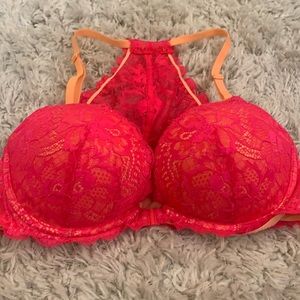Bright coral bra with orange sherbet straps